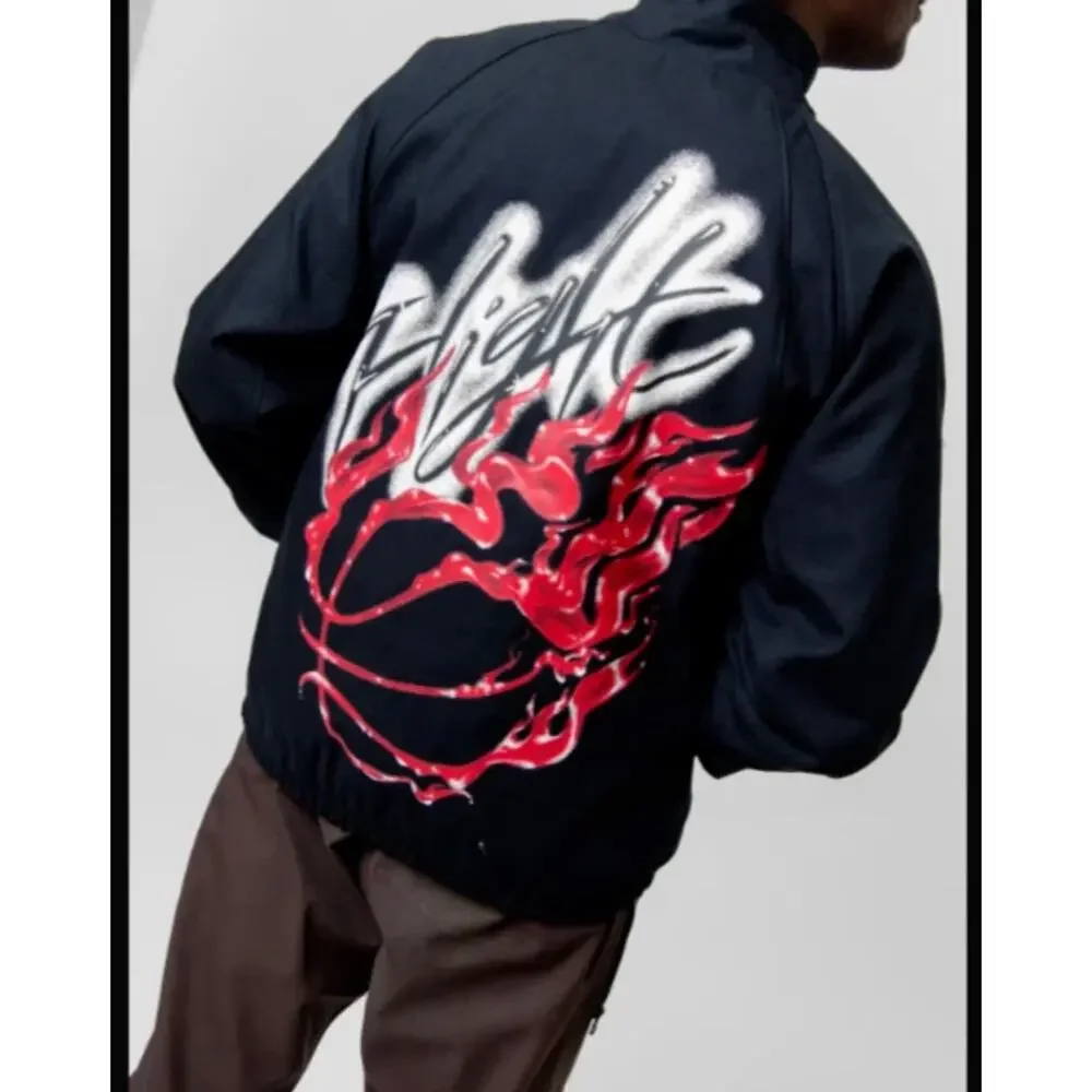 Cactus Jack x Air Jordan Flight Jacket XL Black Travis Scott Graphic Streetwear
